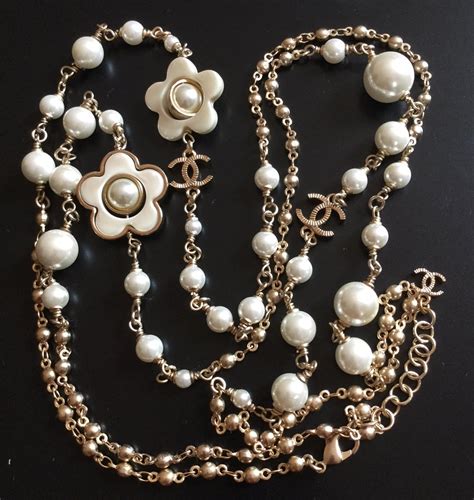 chanel silver chain & pearl adjustable bracelet|chanel gold necklace price.